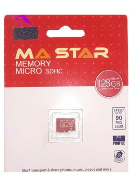 کارت حافظه میکرو اس دی ما استار 128 گیگابایت667x usb2,speed 100,class10(اصلی) با گارانتی مادام العمر