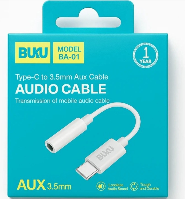 کابل تبدیل تایپ سی به AUX 3.5 میلیمتری بوکو مدل BA-01 (اصلی)