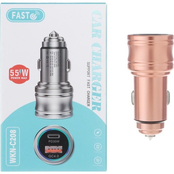 ⚡ شارژر فندکی فست شارژ مدل WKN-C208 توان 38 وات (دو پورت)(اصلی)