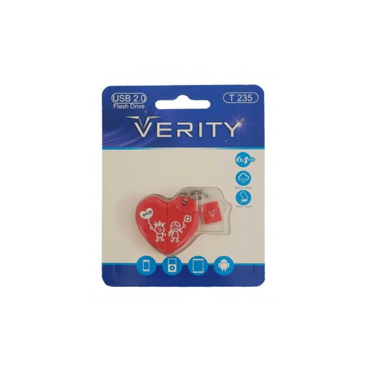 فلش مموری وریتی 64 گیگابایت طرح قلب مدل T235 VERITY(اصلی)