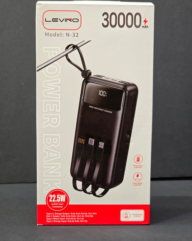 پاوربانک لوینو مدل N-32 ظرفیت ۳۰٬۰۰۰ میلیآمپر (اصلی)