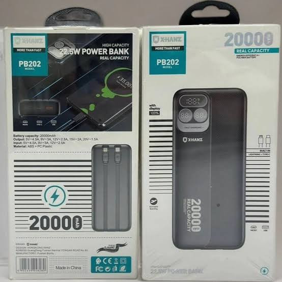 پاوربانک ۲۰۰۰۰ میلیآمپر X-HANZ مدل PB202 توان 22.5W (ظرفیت واقعی)