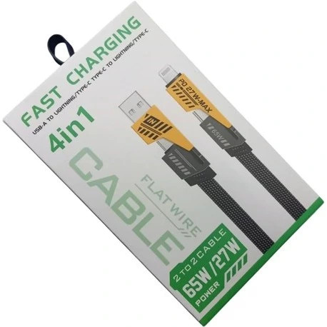 کابل شارژ سریع 4 در 1 فلت مدل 65W/27W (اصلی)